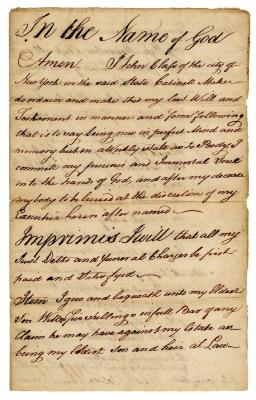 Probated will of John Class, 1785