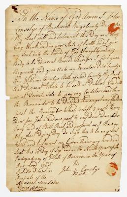 Probated will of John Conselye, 1785