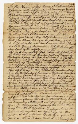 Probated will of Mathias Lamberson, 1785