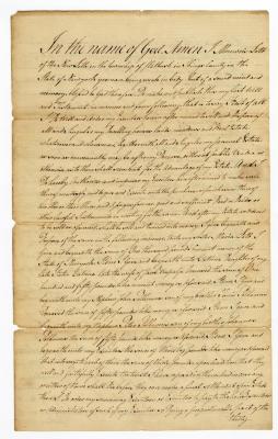 Probated will of Mouwris Lott, 1785