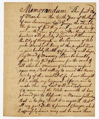 Probated will of Lawrence Kilbrum, 1785