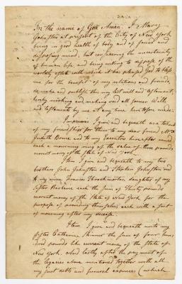 Probated will of Mary Johnston, 1785