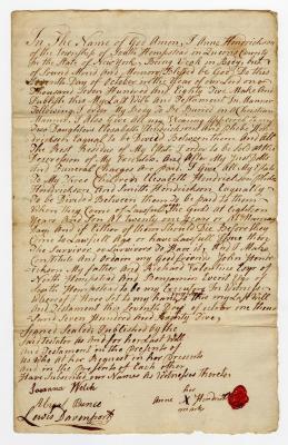Probated will of Anne Hendrickson, 1785