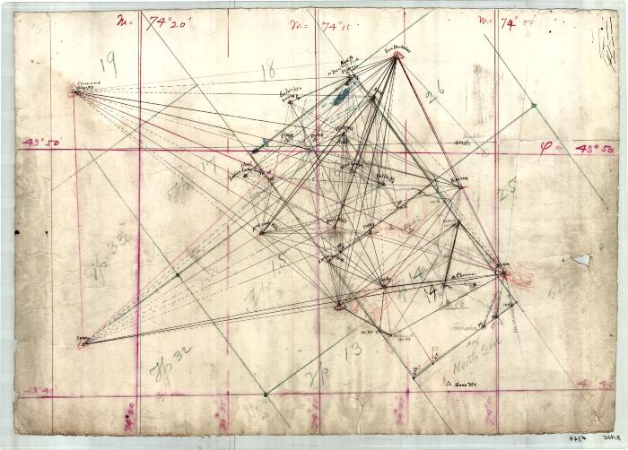 Map of Bell Hill and Various Hills and Mountains in the Adirondacks