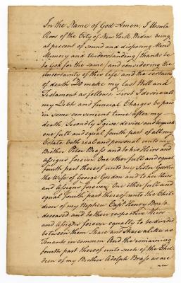 Probated will of Ursula Roos, 1785