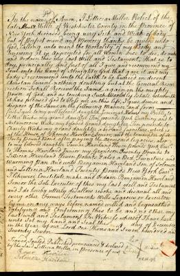 Probated will of Letishe Miller, 1785