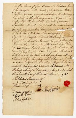 Probated will of Abraham Squire, 1785