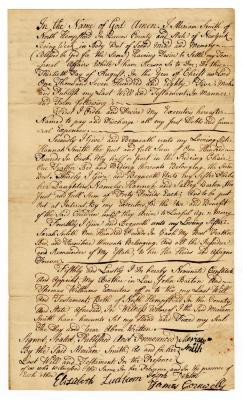 Probated will of Meriam Smith, 1785