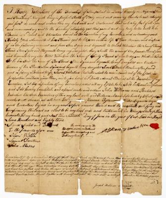 Probated will of Henry Valantine, 1785