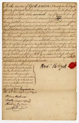 Probated will of Rudolphus Van Dyck, 1785