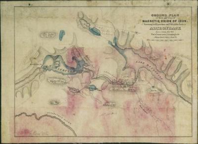 Ground Plan of Beds and Veins of Magnetic Oxide of Iron: Traversing the Hypersthene and Feldspathic Rocks at Adirondack Essex County, New York