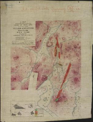 A Map exhibiting the relative position of the Veins of Iron Ore in and adjoining the Village of McIntyre, Essex County, New York, belonging to the Adirondack Iron and Steel Co.