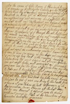 Probated will of Hendrick Brown, 1786