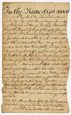 Probated will of John Adee, 1786
