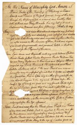 Probated will of David Fowler, 1786