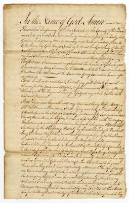 Probated will of Cornelius Disosway, 1786