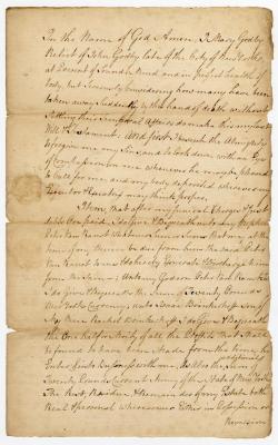 Probated will of Mary Godby, 1786