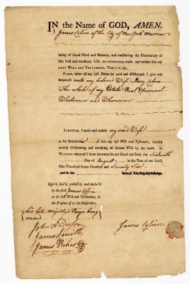 Probated will of James Colvin, 1786