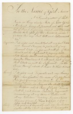 Probated will of Daniel Gautier, 1786