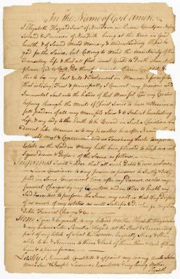 Probated will of Elizabeth Hazard, 1786
