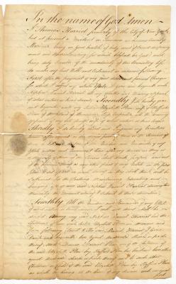 Probated will of Thomas Harriot, 1786