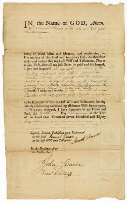 Probated will of Samuel Horner, 1786