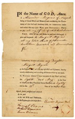 Probated will of Alexander Magraw, 1786