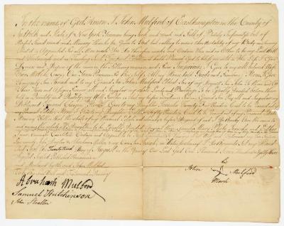 Probated will of John Mulford, 1786