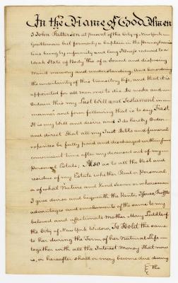 Probated will of John Patterson, 1786