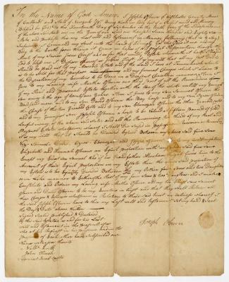 Probated will of Joseph Osburn, 1786