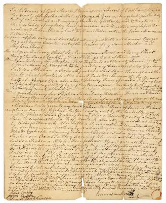 Probated will of Recumpenee Sherril, 1786