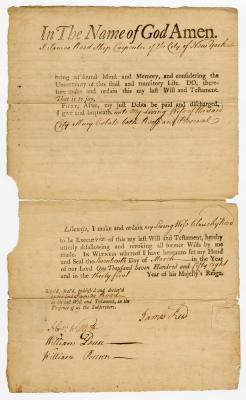 Probated will of James Reid, 1786