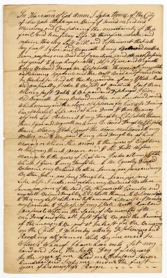 Probated will of Lydia Thorne, 1786