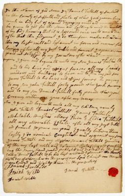 Probated will of Daniel Tuthill, 1786