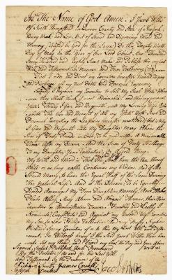 Probated will of Jacob Willis, 1786