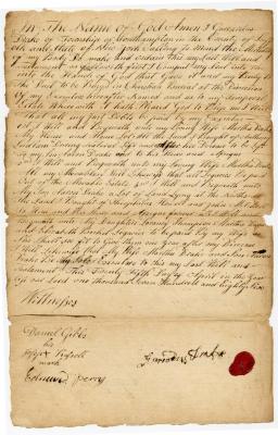 Probated will of Garrardus Drake, 1787