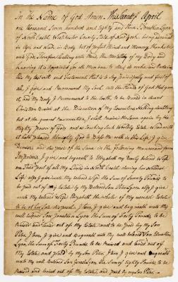 Probated will of Jonathan Lyon, 1787