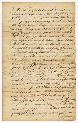 Probated will of Martha Mortier, 1787