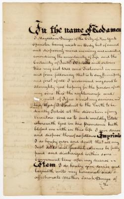 Probated will of Magdalene Duryee, 1787