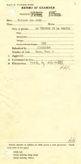 Report of examiner, "La Verbena de la Paloma," 1938