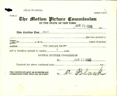 "The Marriage Clause" motion picture case file