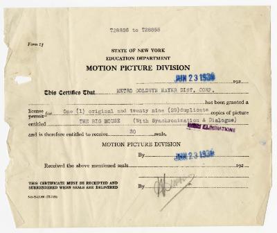 "The Big House" motion picture case file