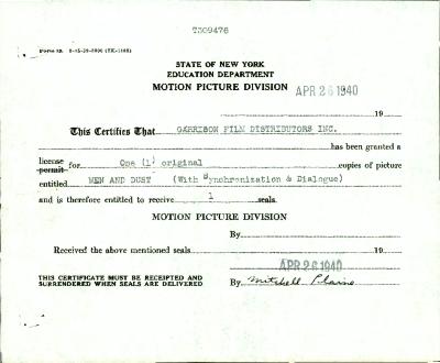 "Men and Dust" motion picture case file