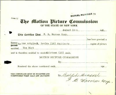 "The Blot" motion picture case file