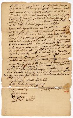 Probated will of Christopher Youngs, 1787