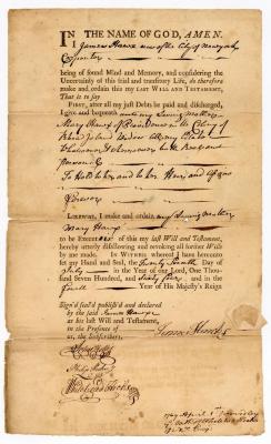 Probated will of James Hawks, 1769