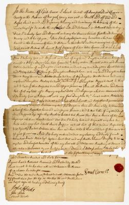 Probated will of Sarah Cornell, 1769
