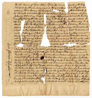 Probated will of Pierre Guillaume Depeyster, 1772