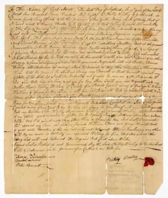 Probated will of Philip Wooley, 1781