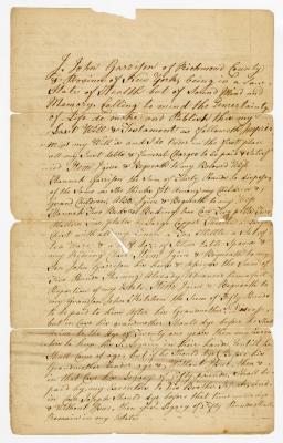 Probated will of John Garrison, 1775
